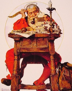 Santa reading his holiday mail